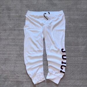 Y2k girly pop juicy couture white and pink velvet joggers track suit set pants